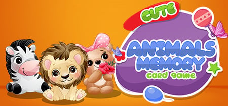 Cute animals memory card game banner